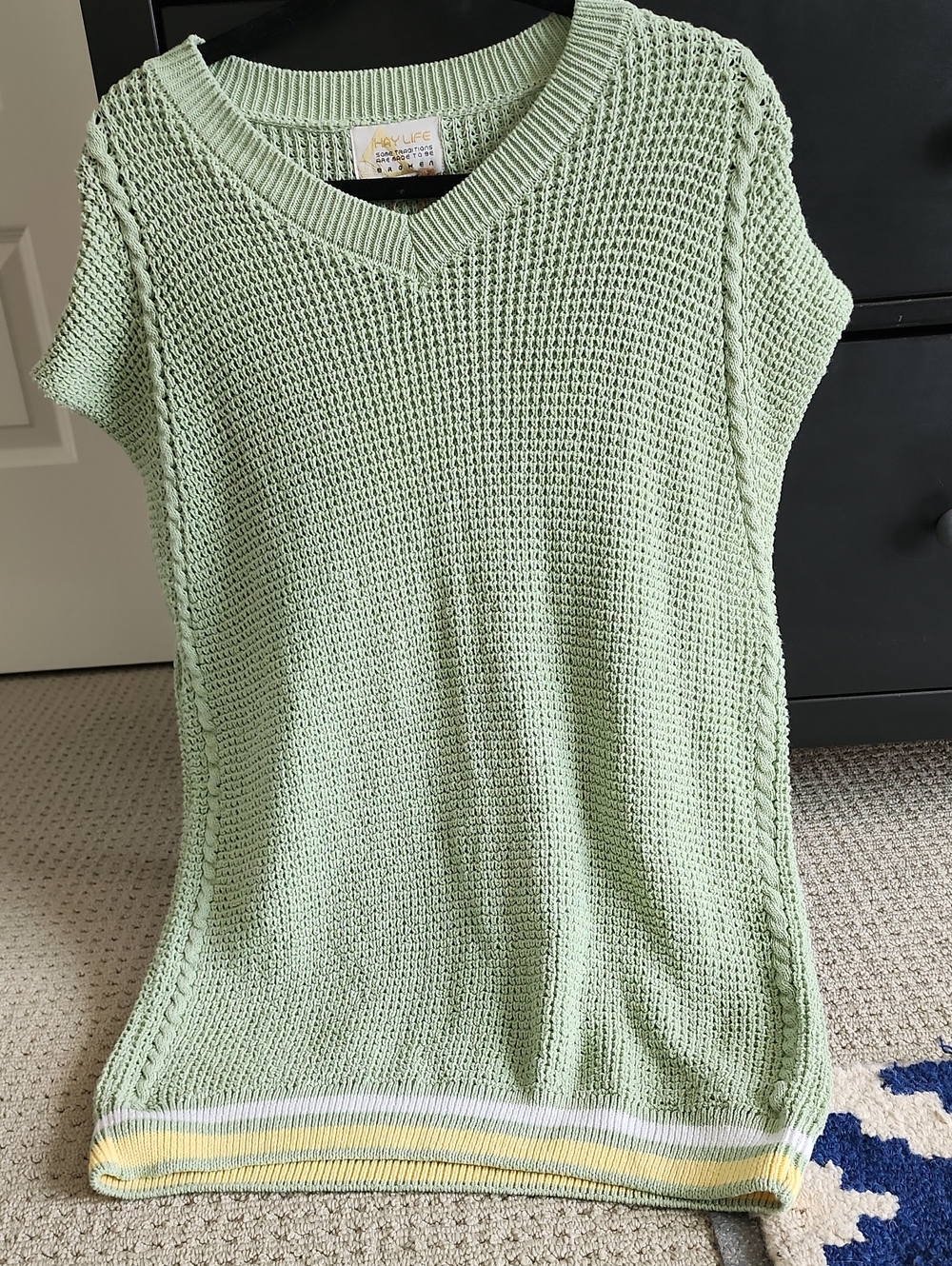 Hay Life Light Green Knit V-Neck Sweater Dress